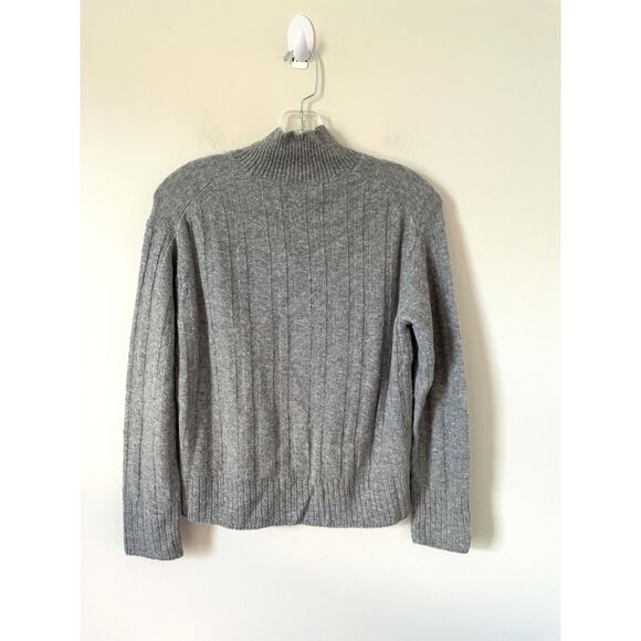 J. Crew Ribbed Oversized Merino Wool Alpaca Soft Turtleneck Gray Size XS NEW - Picture 2 of 7